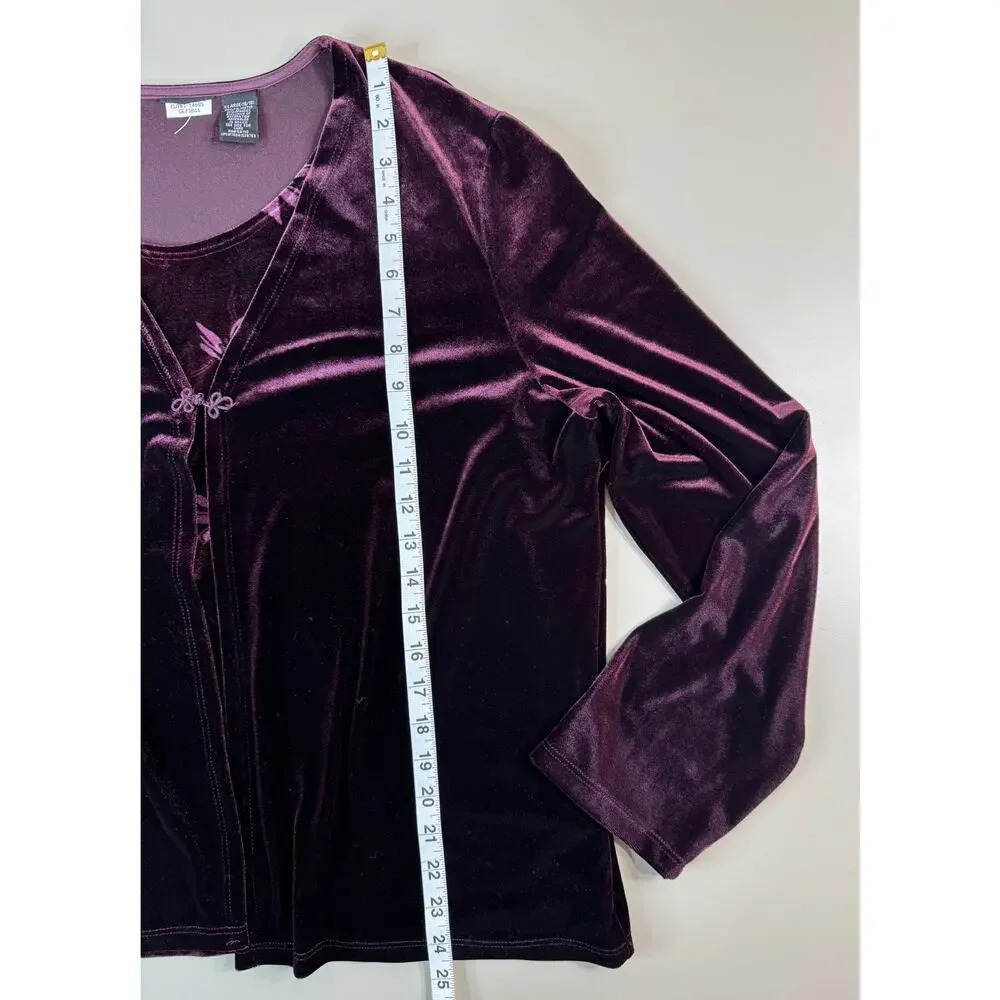 Velvet Burnout Purple Flower Layered Cami Cardigan Women’s XL Y2K 90s Vibes - Picture 5 of 9